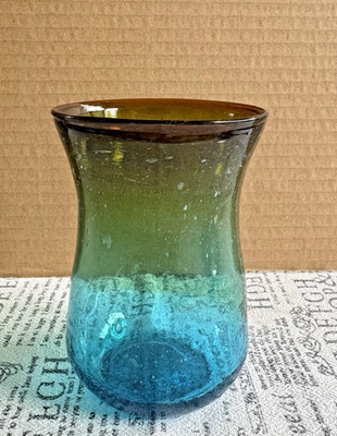 Murano Glasvase blau-grün mit Farbverlauf Bubbles von Vas Vitreum Gripsholm-Stil