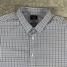 Untuckit Dress Shirt Mens XXL Wrinkle Free Plaid Cotton Button Up Workwear Blue