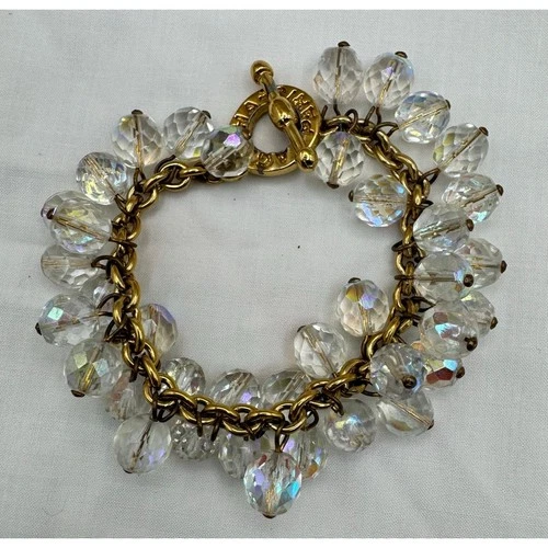 Agatha Paris AB Faceted Glass Bead Gold Tone Bracelet