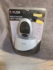 Taylor Precision Products Wireless Rain Gauge With Thermometer, White, Universal