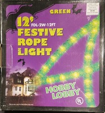 Halloween Sienna 12 ft Green Tube Lights Super Long Life Bulbs NIB