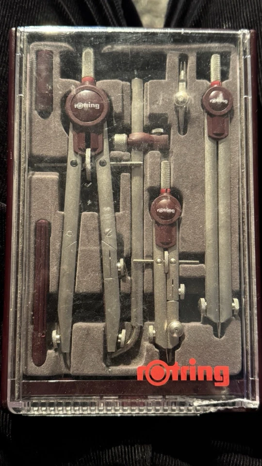 Juego de brújula de dibujo técnico Rotring profesional vintage en estuche original Foto 2 de 4