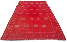 Rare Hand Knotted Vintage Morocco Sumouk Kilim Kilm Wool Area Rug 8 x 5 Ft