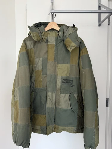 Veste bouffante patchwork Supreme Junya Watanabe olive XL FW21 AUTHENTIQUE CDG comme