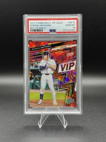 Roman Anthony 2025 Panini National VIP Gold /99 Red Sparkle ✨ PSA 10 COLOR MATCH