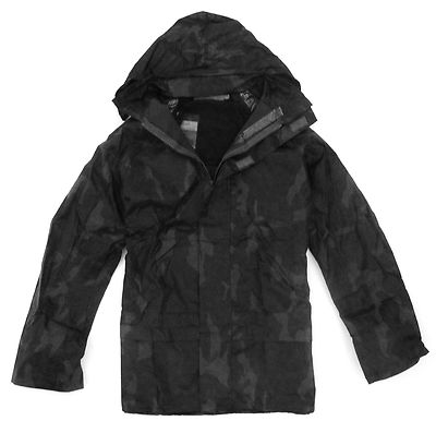 HERREN WASSERDICHT WINDDICHT SCHWARZ TARNJACKE Herren Größen Nacht Jagd Kapuze Mantel