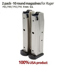 2 Magazines for Ruger P85/P89/P94/P95/P93 10 Round S.S Magazines
