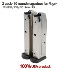 2 Magazines for Ruger P85/P89/P94/P95/P93 10 Round S.S Magazines