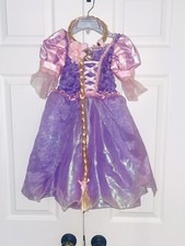 Disney Store Tangled Princess Rapunzel Costume Dress sz 3 w/headband Wig