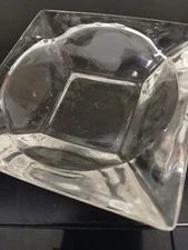 VTG Ashtray Late Mid-Century American Decor Traditional 4.5" Sq Clear Cut Glass