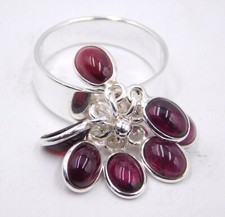 6.40 Gm 925 Solid Sterling Silver Natural Garnet Cab Gemstone Ring 7 US M-2461