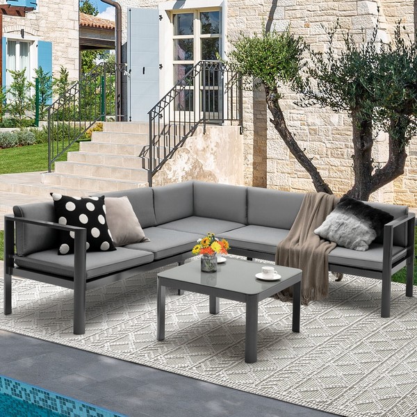 Sitzgruppe Gartenlounge Set Lounge Ecksofa GartenmöBel Mit Kaffeetisch-image
