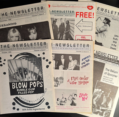 (6 Issues) THE NEWSLETTER - WISCONSIN'S NEW MUSIC PUBLICATION 1990 - RnR Zine EX