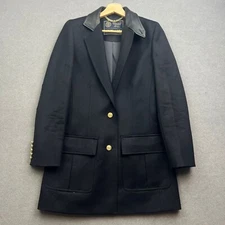 HOLLAND COOPER Coat UK 10 Mayfair Blazer Black Twill Wool Overcoat Trench Races