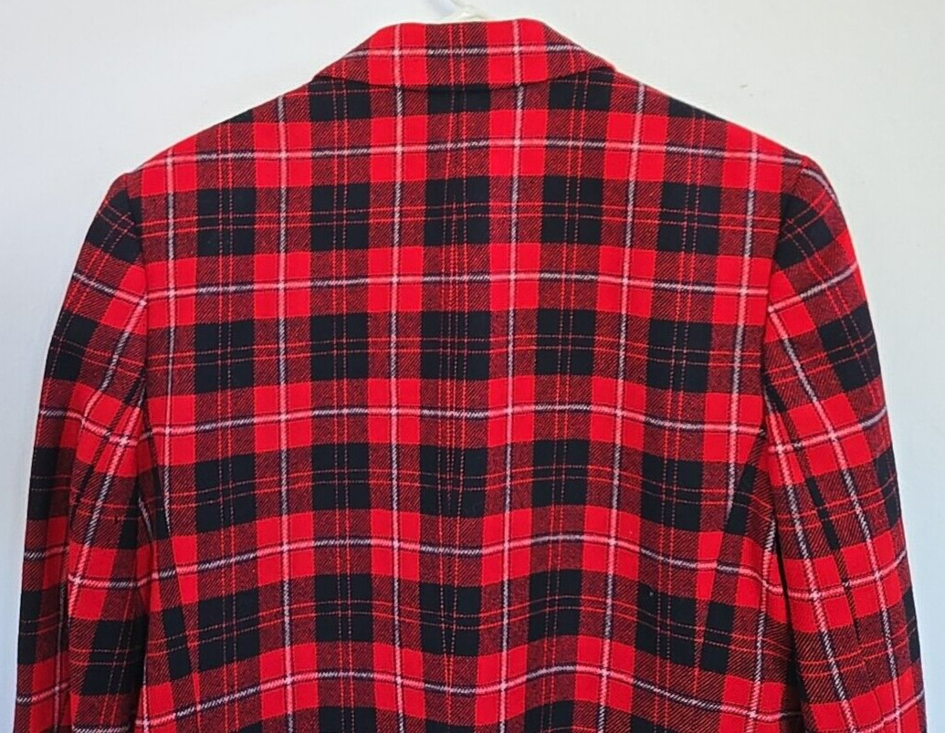 Pendleton Red Plaid Blazer Jacket 2 Button gold W… - image 12
