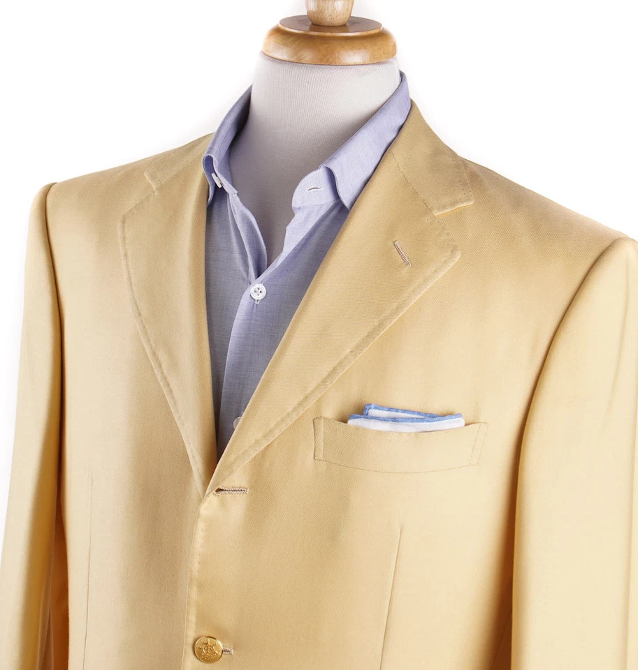 d'Avenza Light Yellow Cashmere and Silk Blazer 40R (Eu 50) Sport Coat NWT - Image 2 of 4