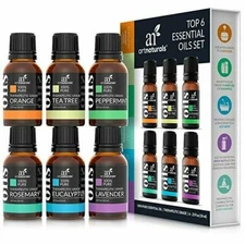 Art Naturals Top 6 Essential Oils Set, .33 Oz. Bottles, Therapeutic Grade