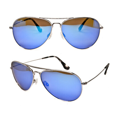 Maui Jim MJ-264 Mavericks Sunglasses Unisex Silver Blue Titanium 61-14-137 Maui Jim 264 MAVERICKS Sunglasses | Edward Beiner main image 4
