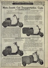1939 PAPER AD Moto-Scoots Motor Scooters Deluxe Delivery Century Model Side Car 