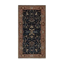 4'2"x8'1" Polo Blue Pure Wool Antiqued Fine Heris Hand Knotted Runner Rug R91110