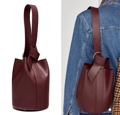 Zara Burgundy Bucket Bag / BackPack. | eBay display picture 2