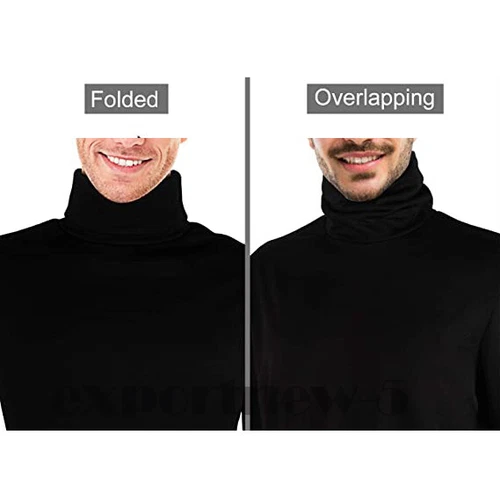 Turtleneck Base T-Shirt For Men Long Sleeves Comfort Fit Lot High Neck Casual - Picture 5 of 15