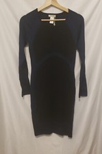 Max Studio Sweater Dress Women XS Blue Black Long Sleeve Pullover Knee Length