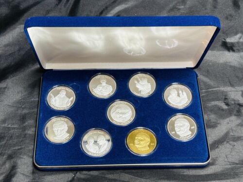 RARE Pope John Paul 2nd 9 Coin Proofs- 8 Are 99.9% Silver Clad, 1 24K Gold Clad