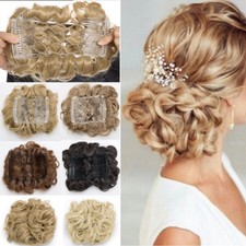 US Sale Women Comb Clip In Curly Hair Piece Chignon Updo Hair Extension Hair Bun