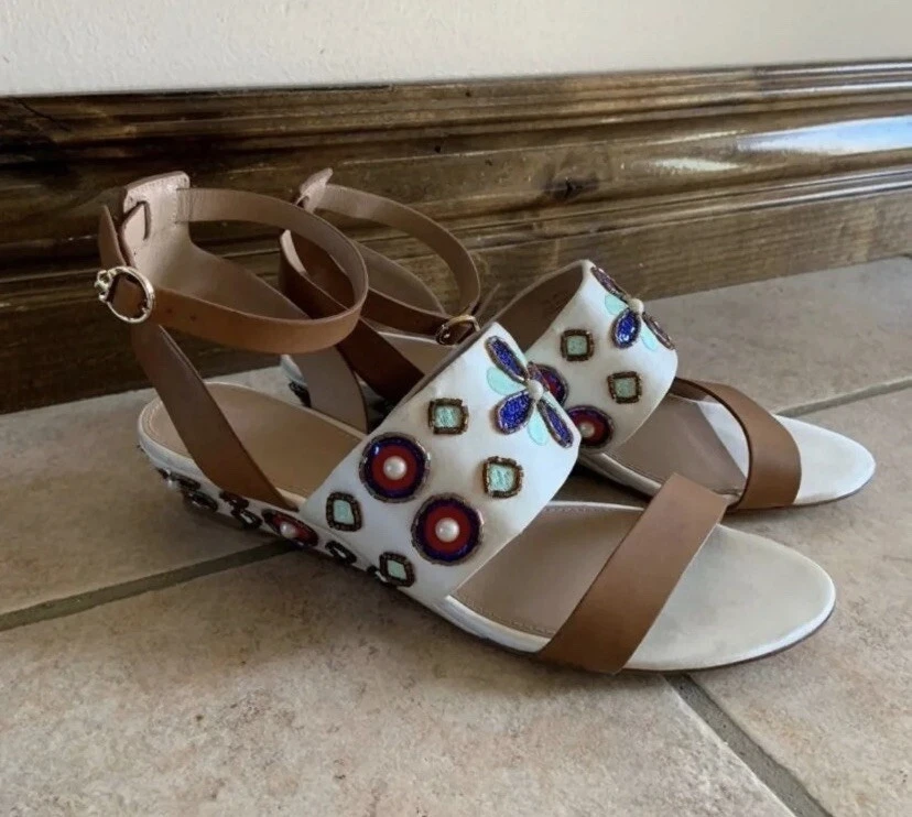 Tory burch estella hot sale leather wedge sandal