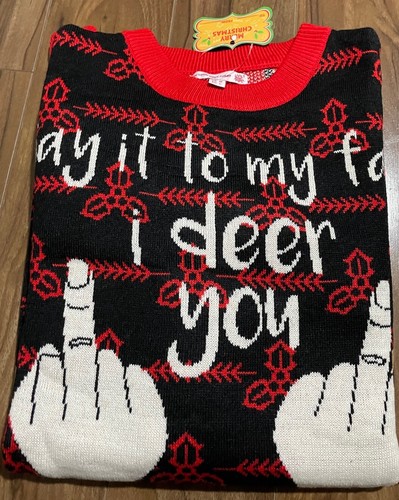 size EU L unisex say it to my face i deer you Christmas jumper RRP £45 - Picture 5 of 6