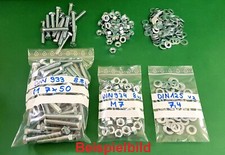 DIN 933 Sechskantschrauben Set 8.8 + Muttern & Scheiben M7  galv. verzinkt 