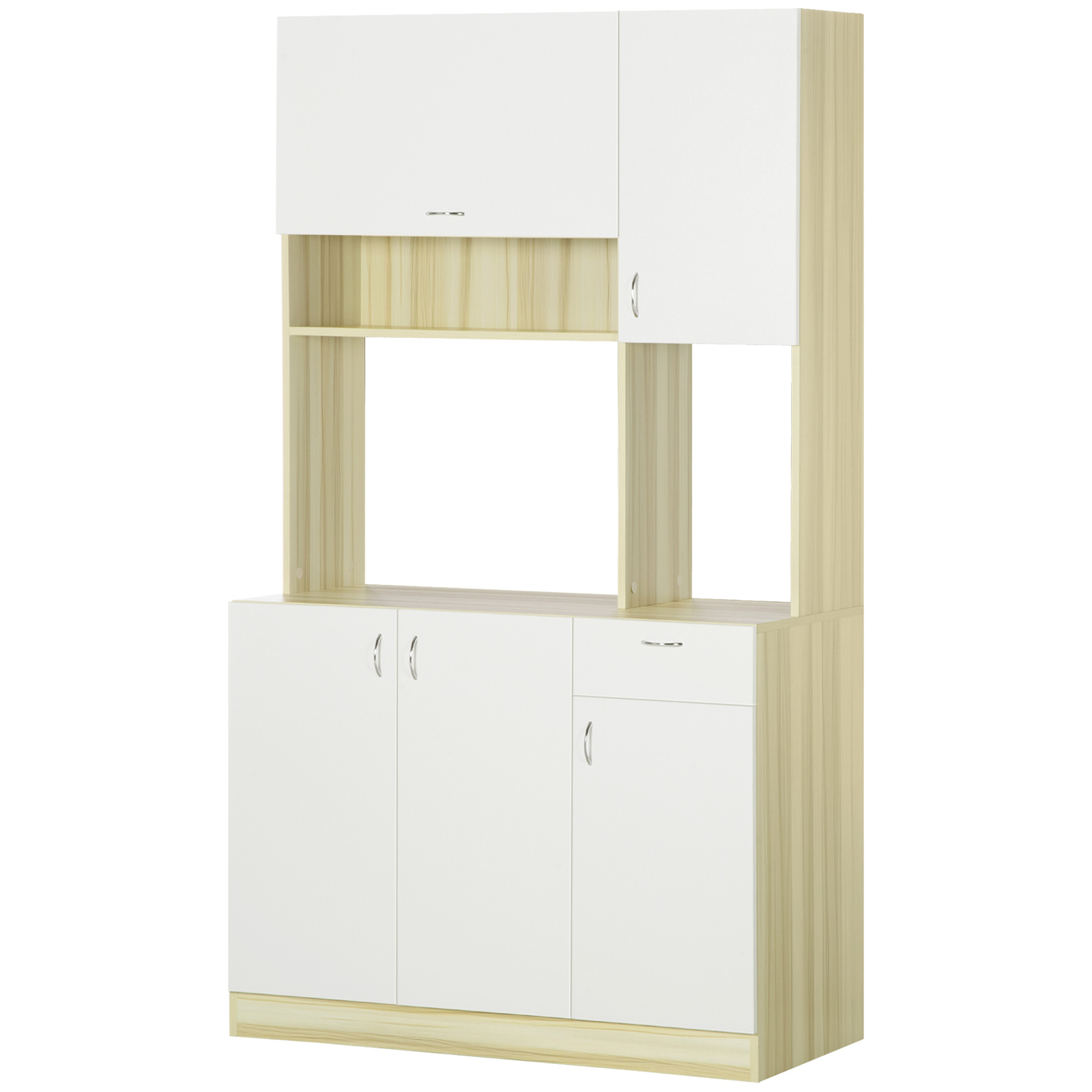 HOMCOM Mobile da Cucina 4 Porte con Cassetti Armadietti e Ripiano Bianco...