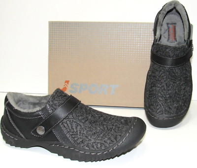 JBU Jambu Black Faux Fur Lined Slip On Moccasin Shoes Loafers Womens size 6.5