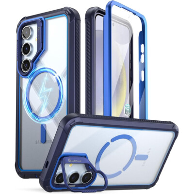 For Samsung Galaxy S24 Plus Case Poetic Built-in Screen Camera Stand Cover Blue