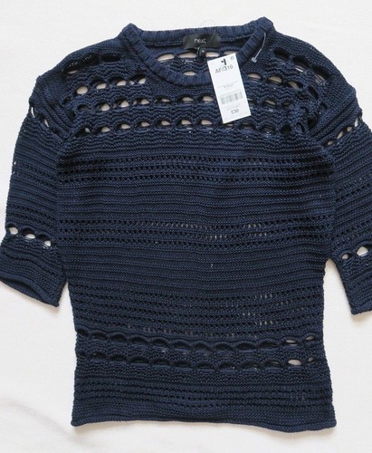 Next Jumper Blue Navy Knit Sweater Open Stitch Size XSmall - Picture 2 of 7