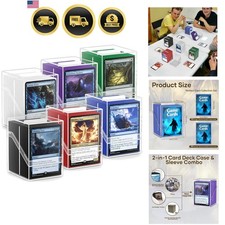 6 Pack Card Deck Boxes, Clear Commander Deck Case with 600Pcs Card Sleeves an...