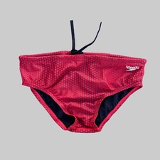 Speedo Men red with black print swim brief bikini Swimwear size 30 32 34 36 38