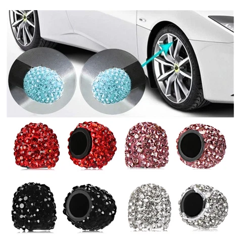 Tapas de aire de vástago de válvula de neumático de rueda de coche de cristal con diamantes brillantes Foto 2 de 4
