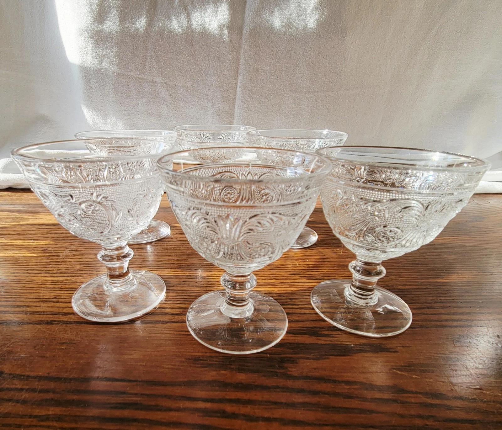 VTG 1930s Duncan & Miller "Sandwich" Ice Cream Depression Glass Set
