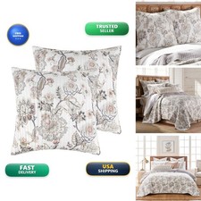 Levtex Home Ophelia Euro Sham Set of 2 Plaid Grey Taupe Blush Cream 26x26in