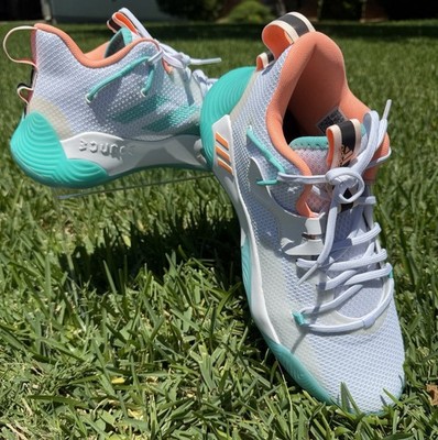 Adidas Harden Stepback 3 Shoes Men 10 The Bahamas Bounce Mint Coral EUC