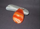 Genuine Polished Agate Slice Orange & White Pendant Necklace