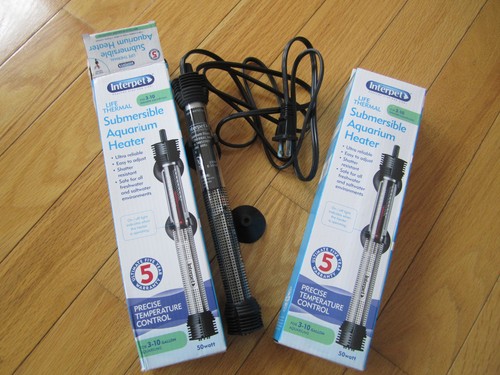 Interpet Submersible 2pk Aquarium Heater 3-10 Gal 50 Watt On/Off Indicator NIB
