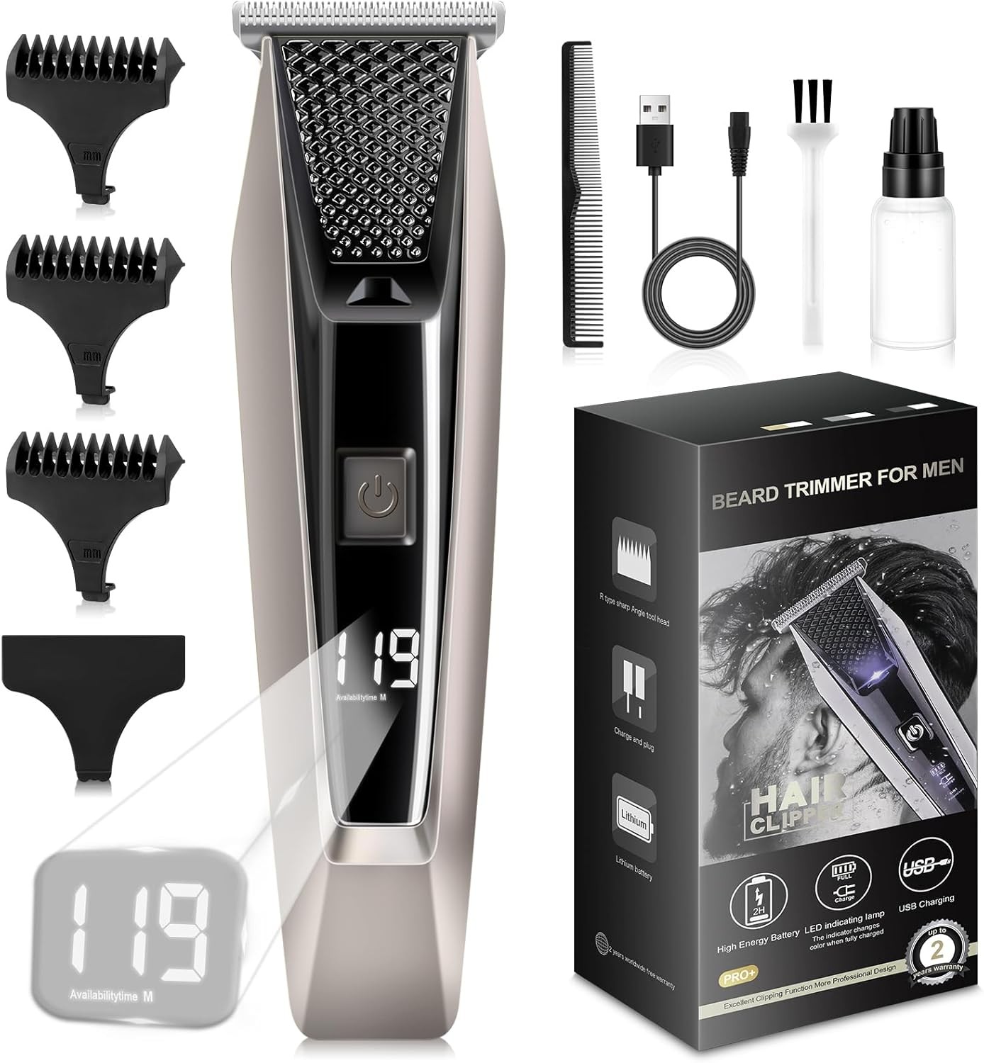 Professional Cordless Hair Clippers & Beard Trimmer for Men - Blackby01-image