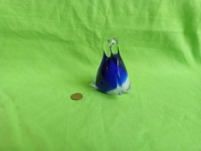 Briefbeschwerer Paperweight Murano Glas Pinguin blau transparent 10,5 cm