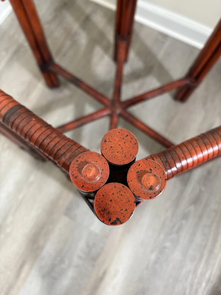 Juego de 5 sillas de ratán de bambú con mesa de cristal Foto 4 de 4