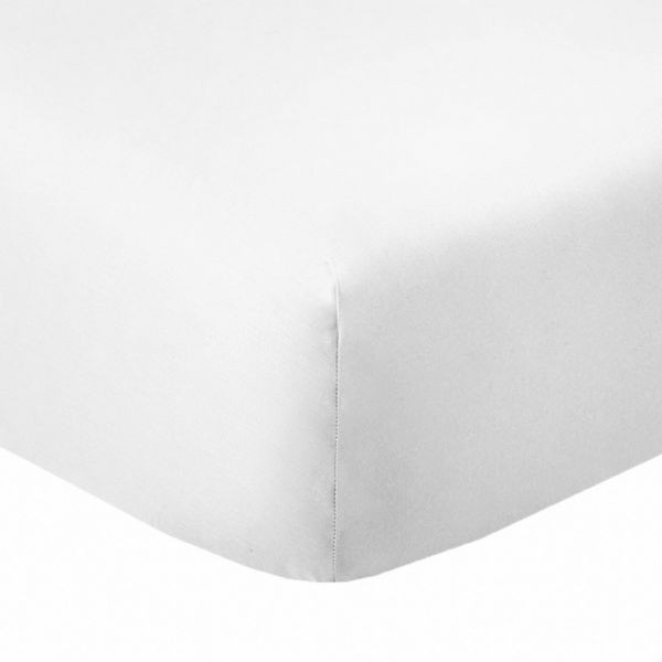 Drap housse 180x200 blanc coton 57 fils pour des nuits douces et sereines