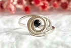 Swirl Shaped Black Onyx Modernist Sterling Silver 925 Vintage Ring - sz 10