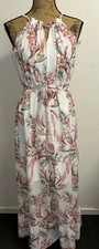 Target Woman Sz 8 Pink Floral Print Halter Maxi Dress Elastic Waist BNWT New